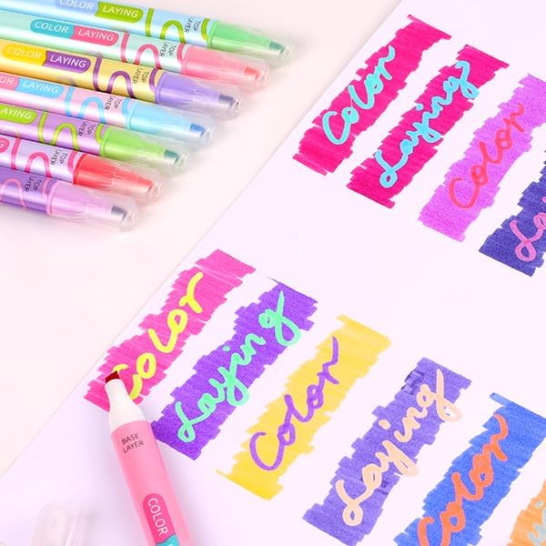 Color Layering Double Sided Markers,16pcs 32Colors Dual Tip Magic Markers,Broad and Fine Tips,Color Changing washable markers,Dry-Quickly Non-Toxic Pens for Bullet Journal,Coloring books