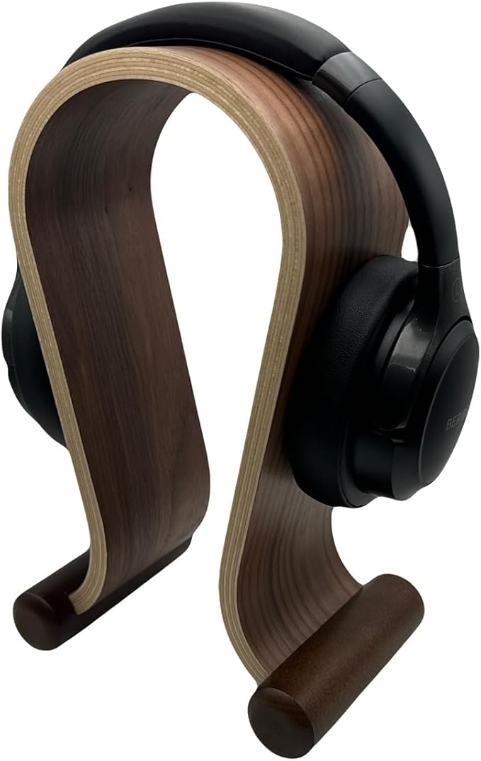 Gaming Headphone Stand Wooden Headest Hanger/Holder/Mount Omega Walnut Finish