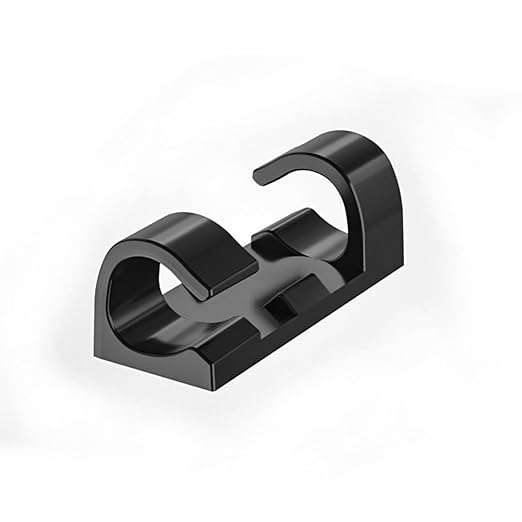 Cable Clips with Strong Self-Adhesive Pads, No Tools Required, Organize Cords and Wires, Set of 20 (Black, Middle)