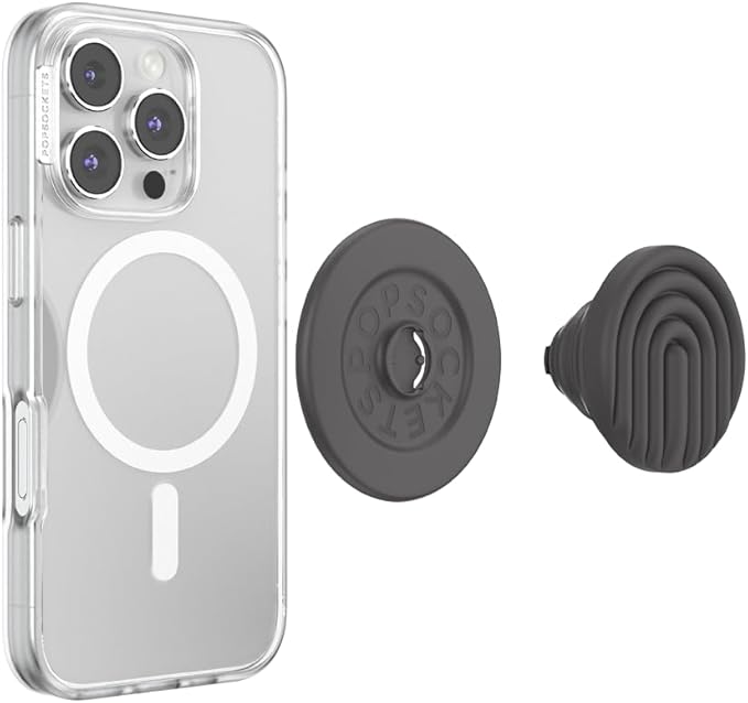 PopSockets Phone Grip for MagSafe, Magnetic Holder, Phone Stand, Brown - Curves Slate