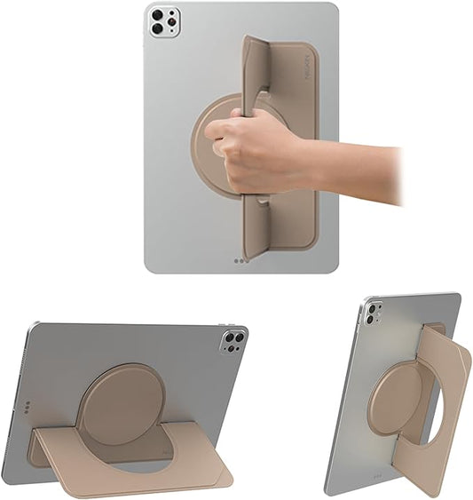Nillkin Flexwing Adhesive Tablet Stand, 0.14 inch Invisible Slim iPad Holder, Stepless Adjustable Stand, Built-in Back Magnets, Compatible with Tablets Up to 10.4-13.2 inch, Brown