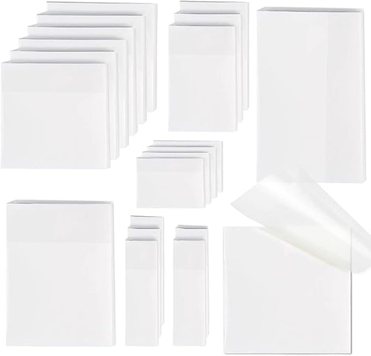 [1000 PCS] Transparent Sticky Notes, 6 Sizes Clear Sticky Notes Pads, Waterproof Self-Adhesive Translucent Sticky Notes for Annotating Books, See Through Sticky Notes for School & Office