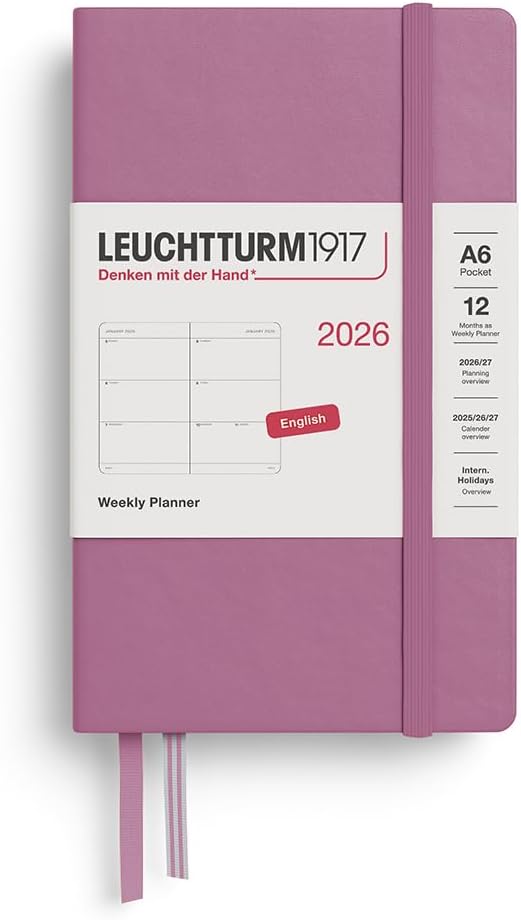 LEUCHTTURM1917 - Weekly Planner 2026, Hardcover, Pocket (A6), Dusty Rose (Jan 1 - Dec 31, 2026)