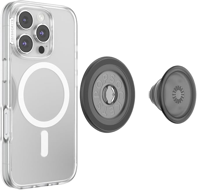 PopSockets Phone Grip for MagSafe, Magnetic Holder, Phone Stand, Black - New Essentials