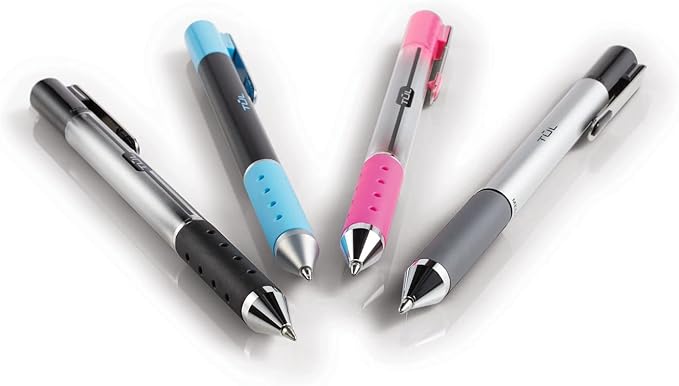 TUL Retractable Gel Pens, Fine Point, 0.5 mm, Gray Barrel, Black Ink, Pack Of 12 Pens