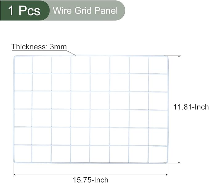 YOKIVE Iron Wire Grid Panel, Decorative Panels Board | Photo Pictures Display Holders Hanging Frame for Home Office (White, 16"x12")