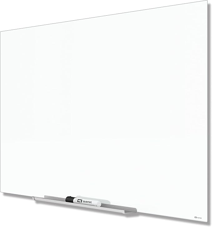 Quartet Dry Erase Board, 85" x 48" Glass Magnetic Whiteboard, Wide Format, Horizontal White Board, InvisaMount, White (G8548IMW)