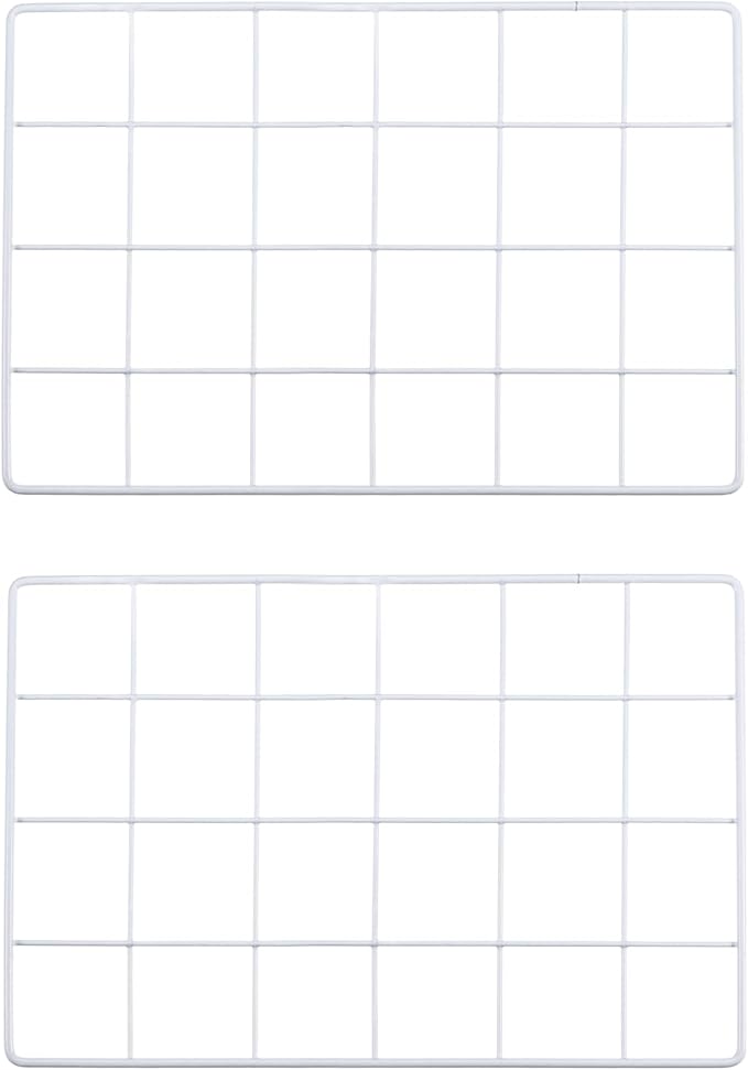PATIKIL 12x8 Inch Wall Grid Panel, 2 Pcs Metal Wire Photo Wall Decorative Grid for Photo Display Hanging Picture Memo Home Decorations, White