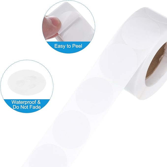 uxcell 500pcs White Round Stickers Roll 1 Inch Self-Adhesive Stickers Coding Label Removable for DIY Crafts Homework, Office, Shop, Home, Classroom Marking