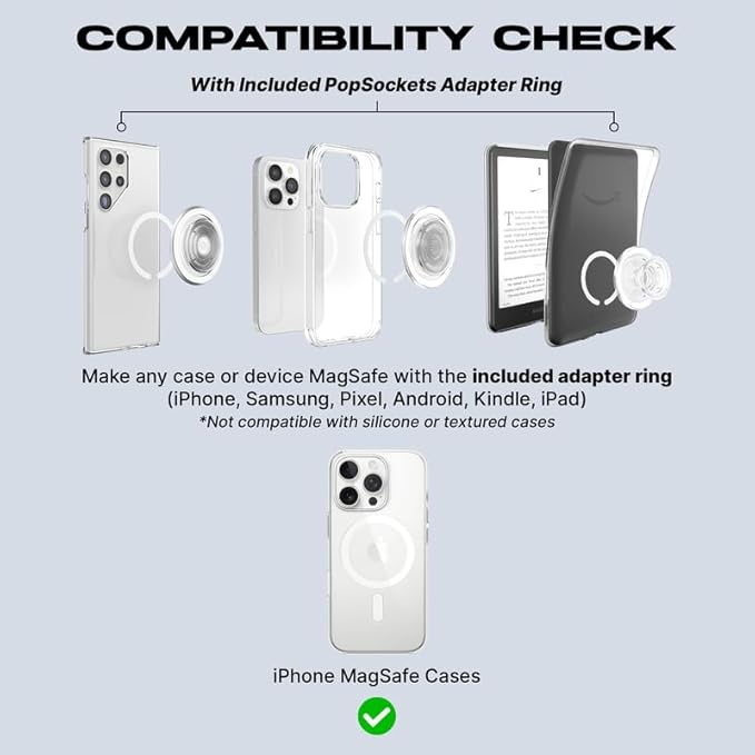 PopSockets Phone Grip for MagSafe, Magnetic Holder, Phone Stand, Black - New Essentials