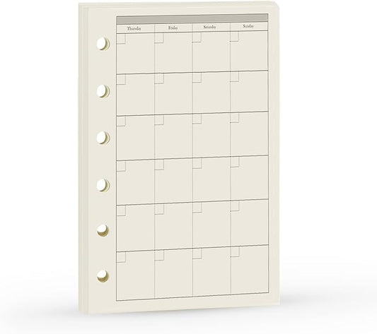 Planner Refill, Pocket Notebook, Month Tracker Binder Refills for 6 Holes Filofax/Personal Journal, 100Gsm Quality,45sheets/90pages A7 Refill, 4.84 x 3.23'', Harphia