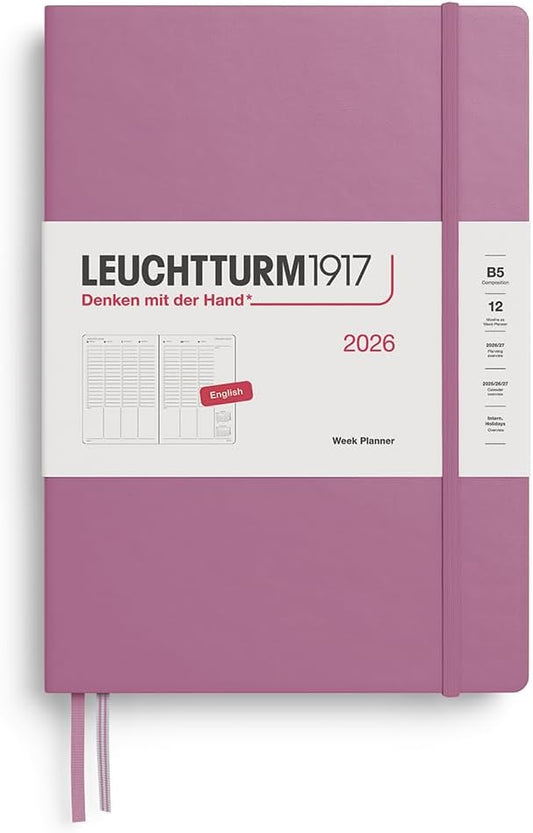 LEUCHTTURM1917 - Week Planner 2026, Hardcover, Composition (B5), Dusty Rose (Jan 1 - Dec 31, 2026)