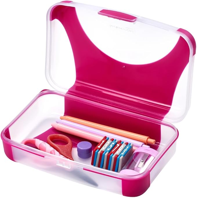 LockerMate by Bostitch Hard Pencil Case, Durable Plastic Pencil Box, Kid-Friendly Design