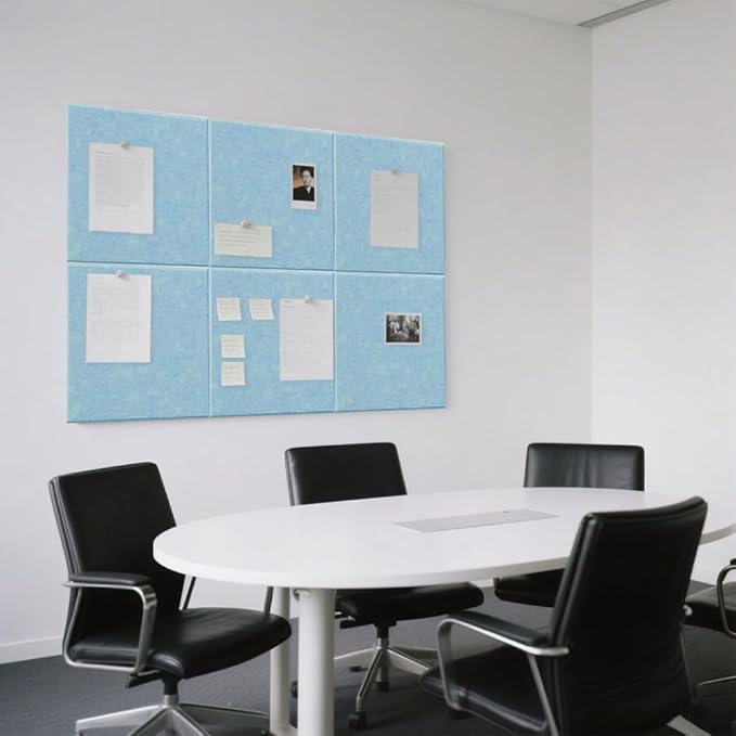 Large Cork Board Alternative, 11.8''x11.8'' 6 Pack Felt Bulletin Board with Safe Removable Adhesive Tabs, Connectable Felt Wall Tiles Bulletin Boards Cork Boards for Walls Pin Board Tack Board-Blue