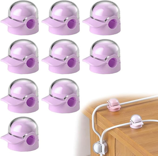 Magnetic Cable Clips, Adjustable Cord Holder for Under Desk Cable Management, Adhesive Wire Organizer for Home Office Desk Wall Car, Cord Keeper for Phone Charger & Cables (Purple 9PCS)