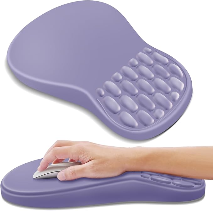 YIWEI Ergonomic Mouse Pad with Wrist Rest - Comfortable Office Mousepad with Memory Foam Wrist Support for Carpal Tunnel Relief, Mouse Pads with Non-Slip Base for Gaming and Home (Purple)