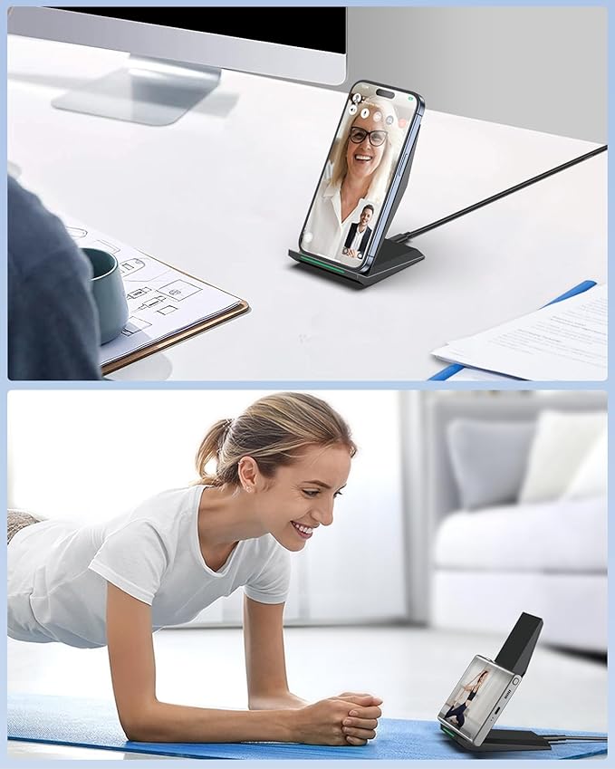 Fast Wireless Charger, NANAMI Qi Certified Wireless Charging Stand Compatible iPhone 17/17 Air/16/15/15 Pro/15 Plus/15 Pro Max/14/13/12, for Samsung Galaxy S25/S24/S23/S22/S21 and Qi-Enabled Phone