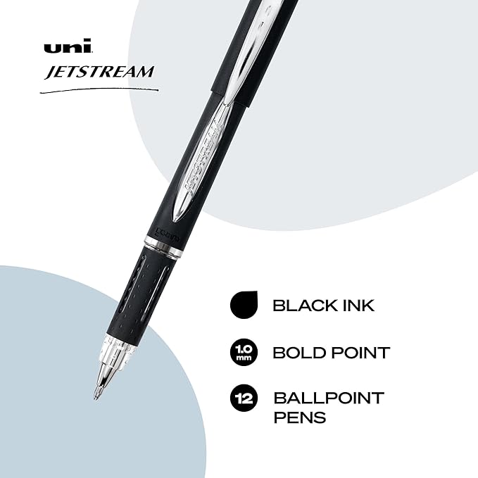 uniball Jetstream Ballpoint Pens, Medium Point (1.0mm), Black, 12 Pack