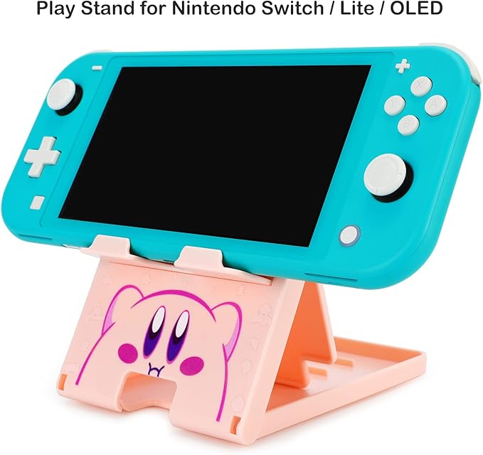 Tscope Cute Switch Stand for Nintendo, Pink Kawaii Anime Holder Bracket, Adjustable Foldable Portable Compact Play Stand for Lite OLED