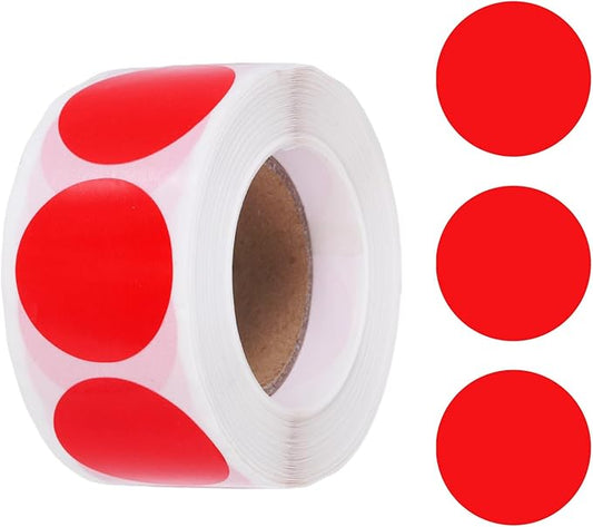 uxcell 500pcs Red Round Stickers Roll 1 Inch Self-Adhesive Stickers Coding Label Removable for DIY Crafts Homework, Office, Shop, Home, Classroom Marking
