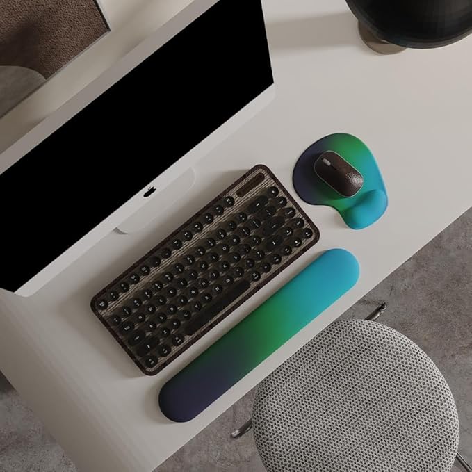 Office Mousepad with Gel Wrist Support - Ergonomic Gaming Desktop Mouse Pad Wrist Rest - Design Gamepad Mat Rubber Base for Laptop Computer -Silicone Non-Slip Special-Textured Surface (12AuroraB)