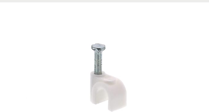 Secure 6mm White Round Nail Cable Clip for Coax, Ethernet, and Telephone Cable Management - 100 Pack