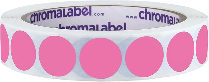 ChromaLabel 3/4 Inch Circle Labels - Colored Dot Stickers, Removable Labels for Organizing & Labeling, 1000 Stickers per Roll, Rose Color Sticky Dots
