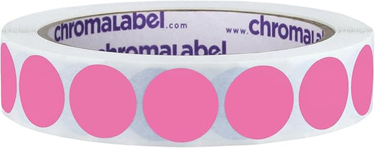 ChromaLabel 3/4 Inch Circle Labels - Colored Dot Stickers, Removable Labels for Organizing & Labeling, 1000 Stickers per Roll, Rose Color Sticky Dots