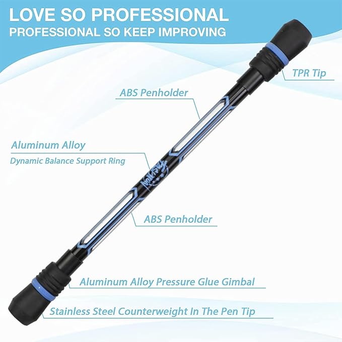 XIANNV 4 Pcs Pen Spinning Cool Spinning Pens Stationery Set，Pen Spinner for Girls Boys Kids Teens Student Gift, Black Ink, （0.5 mm）