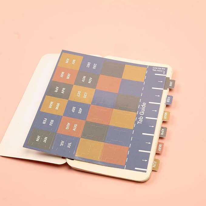 Lumintutu Laminated Planner Monthly Stickers,48 Adhesive Plan Tabs for Notebooks (2 Sets 12 Month Tabs and 24 Blank Tabs), Calendar Monthly Divider Set (Small Morandi)