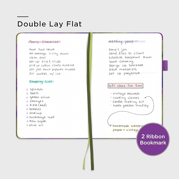 &And Per Se Bullet Dotted Journal, A5 Hardcover Aesthetic Notebook – 160 Pages 100gsm Thick Dot Grid Paper, 3 Sticker Sheets – Gift-Ready Journaling Kit for Women (Lavender Grove)