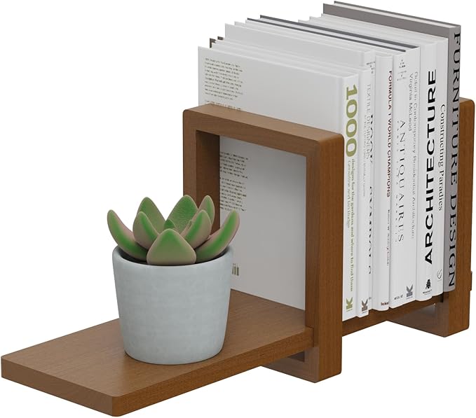 Adjustable Desktop Bookshelf, Retro Tabletop Bookshelf, Desk Shelf for Top of Desk in Living Room, Home, Office, Perfect for Magazine, Books, Cookbooks, No Tools Required to Assemble (Walnut Brown)