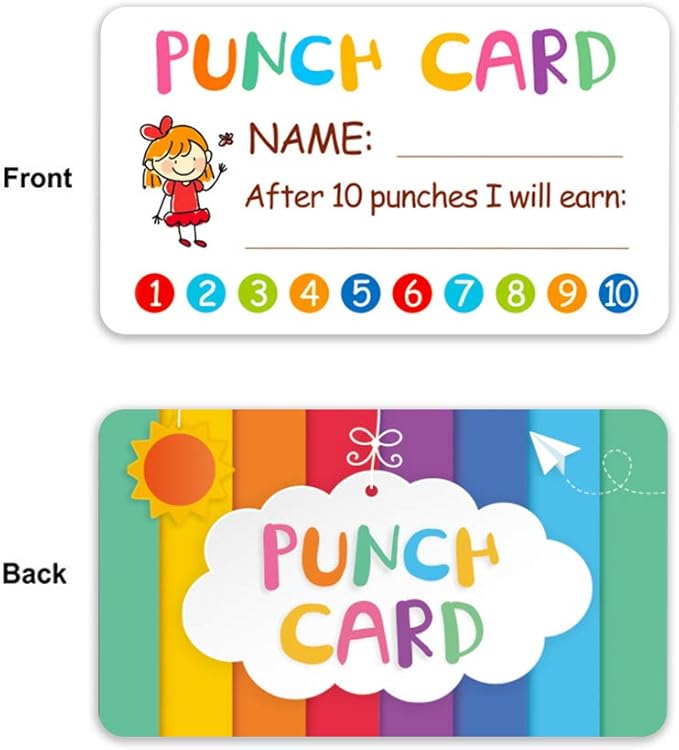 Punch Card, 100pcs Reward Incentive Card for Teacher, Behavior Chart for Kids, Homeschool Classroom Supplies for Motivation