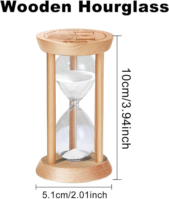 1 Minute Sand Timer Hourglass, 1 Min Wooden Sand Clock, One Minute Wood Hour Glass, Mini Reloj De Arena, Small Sandglass for Toothbrush Timer, Cooking, Decorative, Work, Game, Gift, White