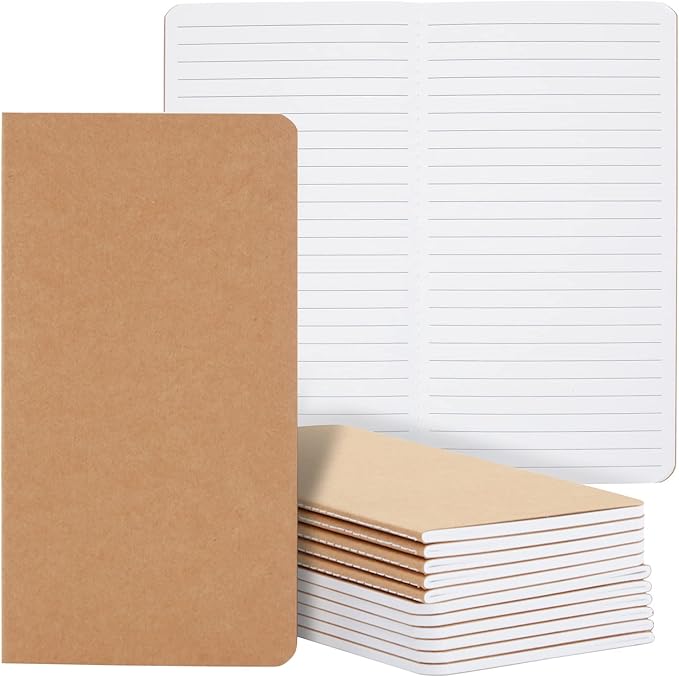 Paper Junkie Bulk Kraft Paper Notebooks - H5 (4.4 x 8.26 In), 12-Pack Soft Cover Kraft Brown - Lined Travel Journal & Creative Writing Notebook