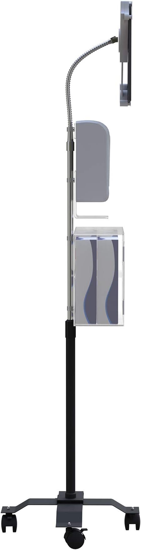 Gooseneck Floor Stand – CTA Compact, Height-Adjustable Sanitizing Station w/Automatic Soap Dispenser and Holder for iPad 7th/ 8th/ 9th Gen 10.2”, Surface Pro 4, and Other 7-13” Tablets (PAD-CGSST)