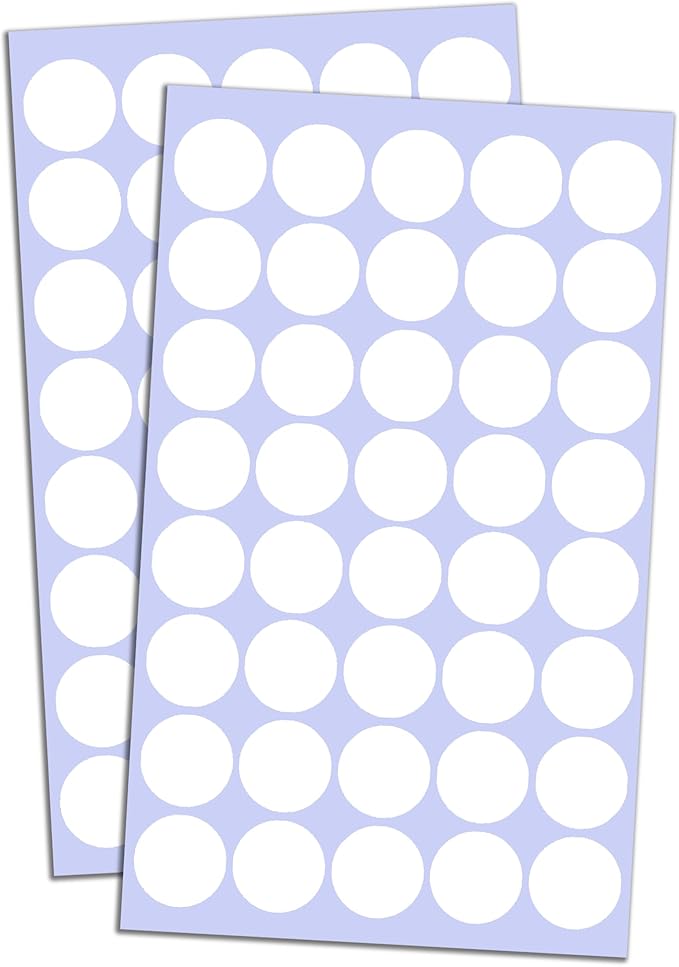 2000 Pack, 3/4" Round Colored Dot Stickers Circle Labels - White