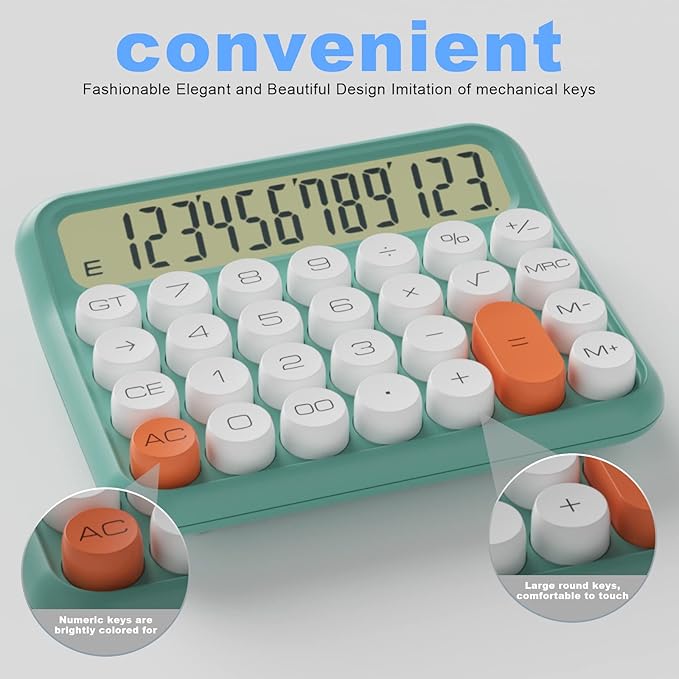 DECKLIT Battery Desk Calculator - 12 Digit Extra Large 5-Inch LCD Display, Big Buttons Easy to Press, 15 Tilt Screen (Black)