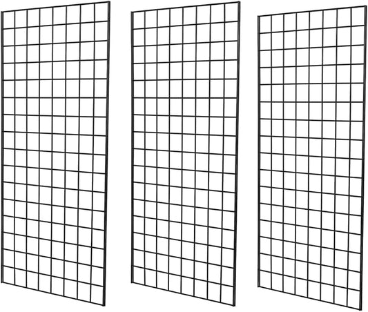Grid Wall Commercial Grade Gridwall Panels – Heavy Duty Grid Panel for Any Retail Display Wall Grid 2' Width x 4' Height, Black (Pack of 3)