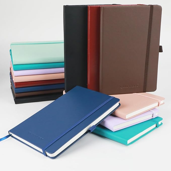 2Pack Lined Hardcover Journal Notebook, A5 192 Pages 100Gsm Thick Paper College Ruled for School,Note Taking,Work,Diary，5.7''*8.3'',Brown