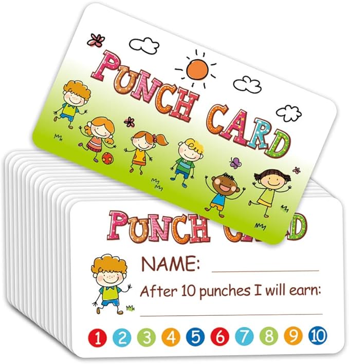 Punch Card, 100pcs Reward Incentive Card for Teacher, Behavior Chart for Kids, Homeschool Classroom Supplies for Motivation