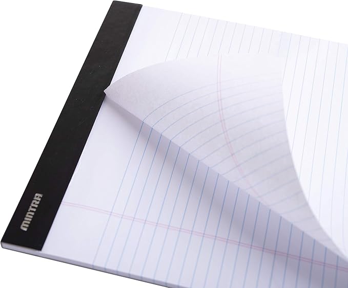 Mintra Office White Legal Pads – Ruled Notepads and Micro-Perforated Sheets, Ideal for Writing, Note-Taking & Creativity, Office, or Professional Use, Basic Pad 6 pack, 8.5"x11" (Wide Ruled)