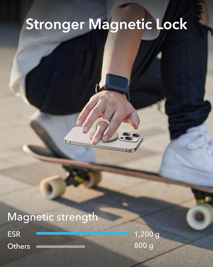 ESR for MagSafe Ring Holder, for MagSafe Phone Grip, Magnetic Phone Ring Holder, Magnetic Phone Grip with 2-Way Adjustable Stand for iPhone 17/16/15/14/13/12, S25, Pixel 10, Phone Accessories,Titanium