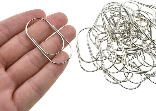 HAHIYO Paper Clips Sturdy 2 inches Length 30 Pack Wide Paperclips Heavy Duty Tight Grip Rust Proof Reusable Metal Bright Silver for Home Office School