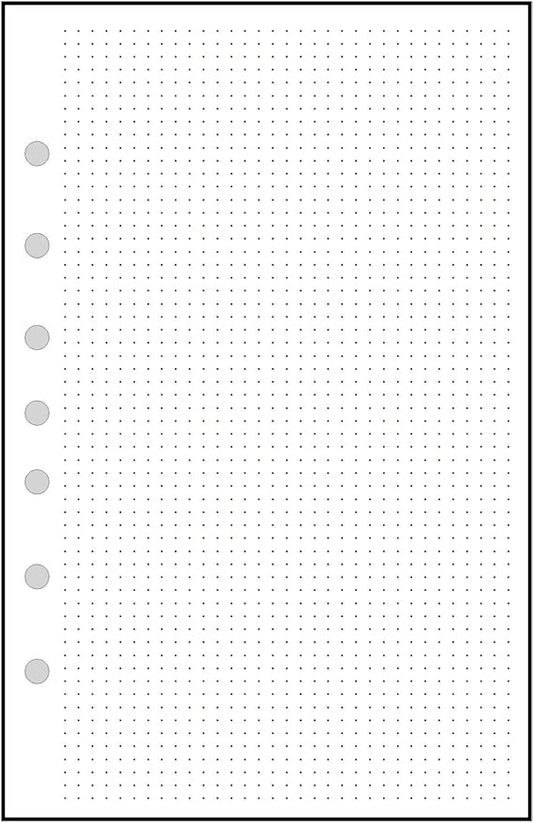 Classic Size Dot Grid Paper Refill, 0.125" (1/8”) Spacing, Sized and Punched with 7 Holes for 7-Ring Notebooks Such as Franklin, etc. (5.5" x 8.5")