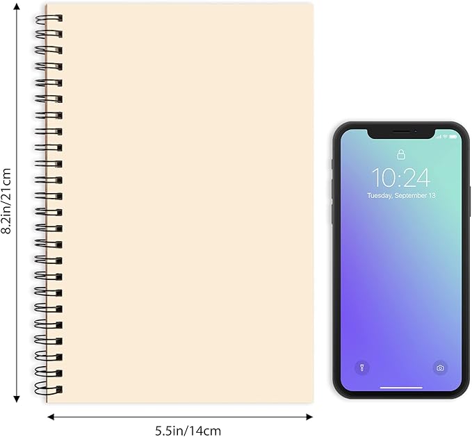 LABUK 7 Pack Blank Spiral Notebook, A5 Unlined Notebook, 100 Pages Journal Sketch Books 8.3"x 5.5" Soft Cover Kraft Diary Planner, 50 Sheets for School Travel Office (Brown)
