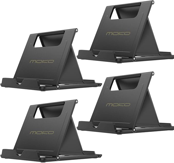 MoKo Adjustable Foldable Portable Electronic Device Stand, Compatible with 6-11 Inch Tablets and Phones, Strong and Durable ABS and Rubber Construction, Easy to Adjust and Fold
