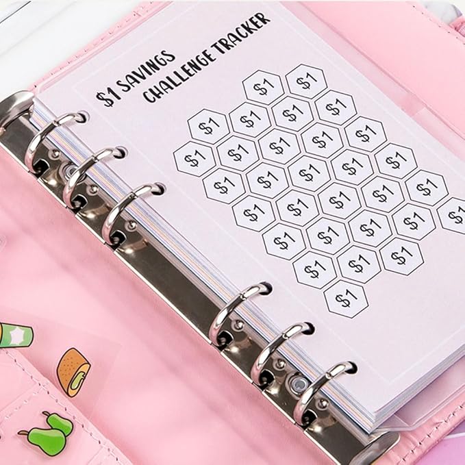 48 Sheets 100 Envelopes Money Saving Challenge Binder Trackers, 6 Ring A6 Binders Savings Challenge Trackers Cards for Budget Planner, Multiple Budget Sheets for Cash Stuffing