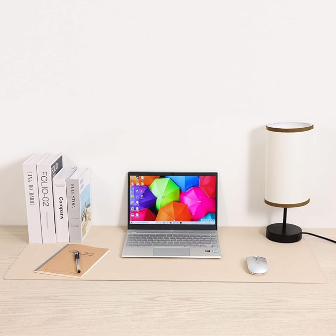 PU Leather Desk Pad Blotter 27x13 inches,Non-Slip Base Waterproof Surface Office Desk Mat,Large Computer Mouse Pad,Old Desktop Cover Decor,Brown