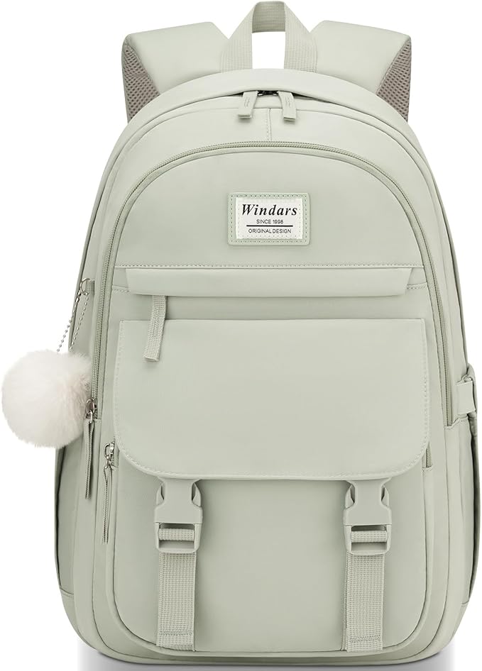 School Backpack for Teen Girls, Cute College Backpacks for Women Students Aesthetic Bookbag Large 15.6 Inch Laptop Bag Middle School Travel Back Pack (Green)